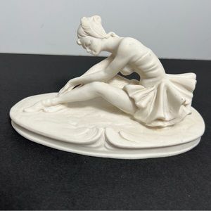 Made in Italy Vintage Stretching Ballerina Figurine Bisque Statue Reproduction